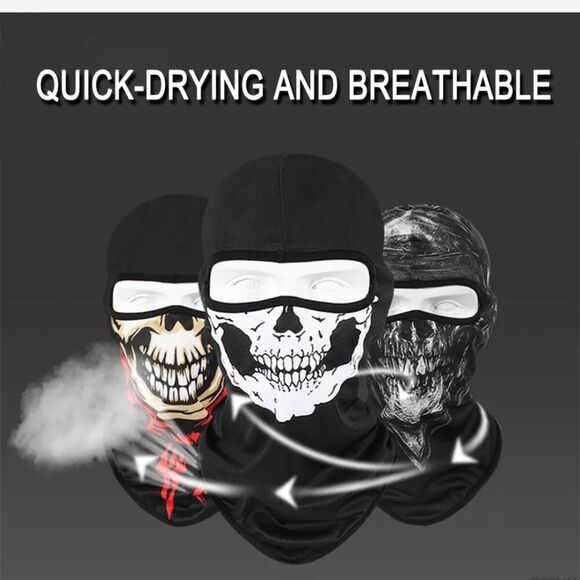 Tactical Skull Ghost Printed Full Face Mask Balaclava Halloween Ski Motorcycle - Picture 2 of 6